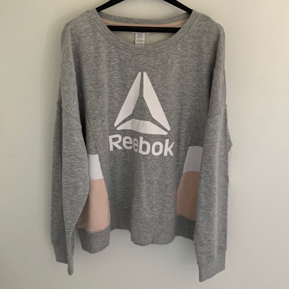 Reebok Color Block Sweatshirt Heather Gray Size XXXL NWT